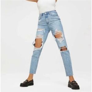 American Eagle Outfitters Distressed Light Blue Straight Jeans